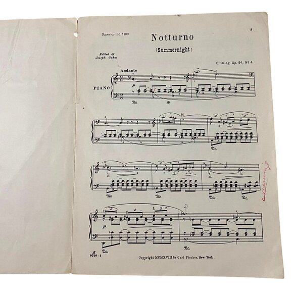 Piano Sheet Music Lot of 4 Edvard Grieg Charles E Ives Zoltan Kodaly J S Bach - Picture 7 of 7